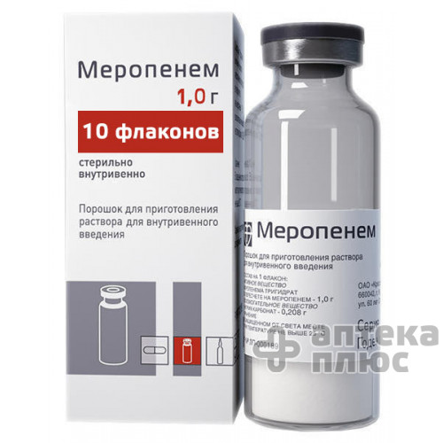 Меропенем порошок для інєкцій 1000 мг флакон №10