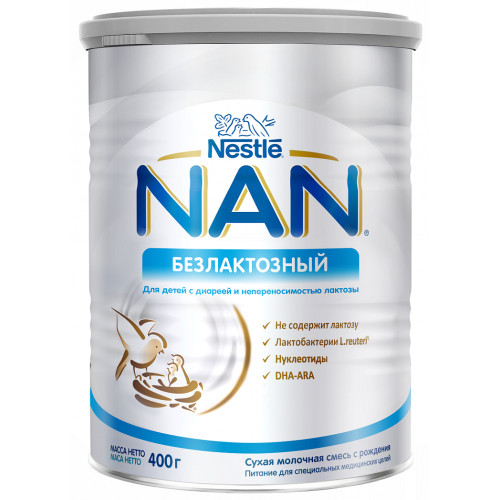 Нан Смесь Безлактозная 400 г, для детей с рожден.