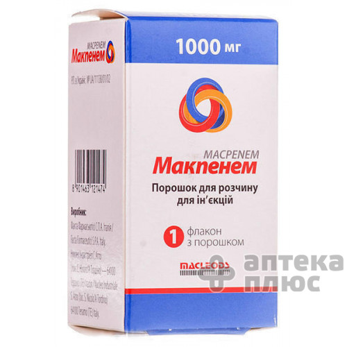 Макпенем порошок для інєкцій 1000 мг флакон №1