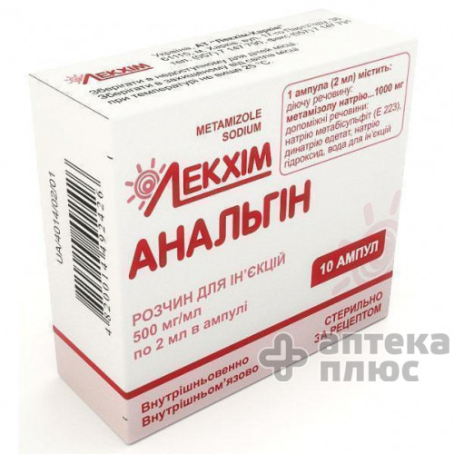Анальгин раствор для инъекций 50% ампулы 2 мл №10
